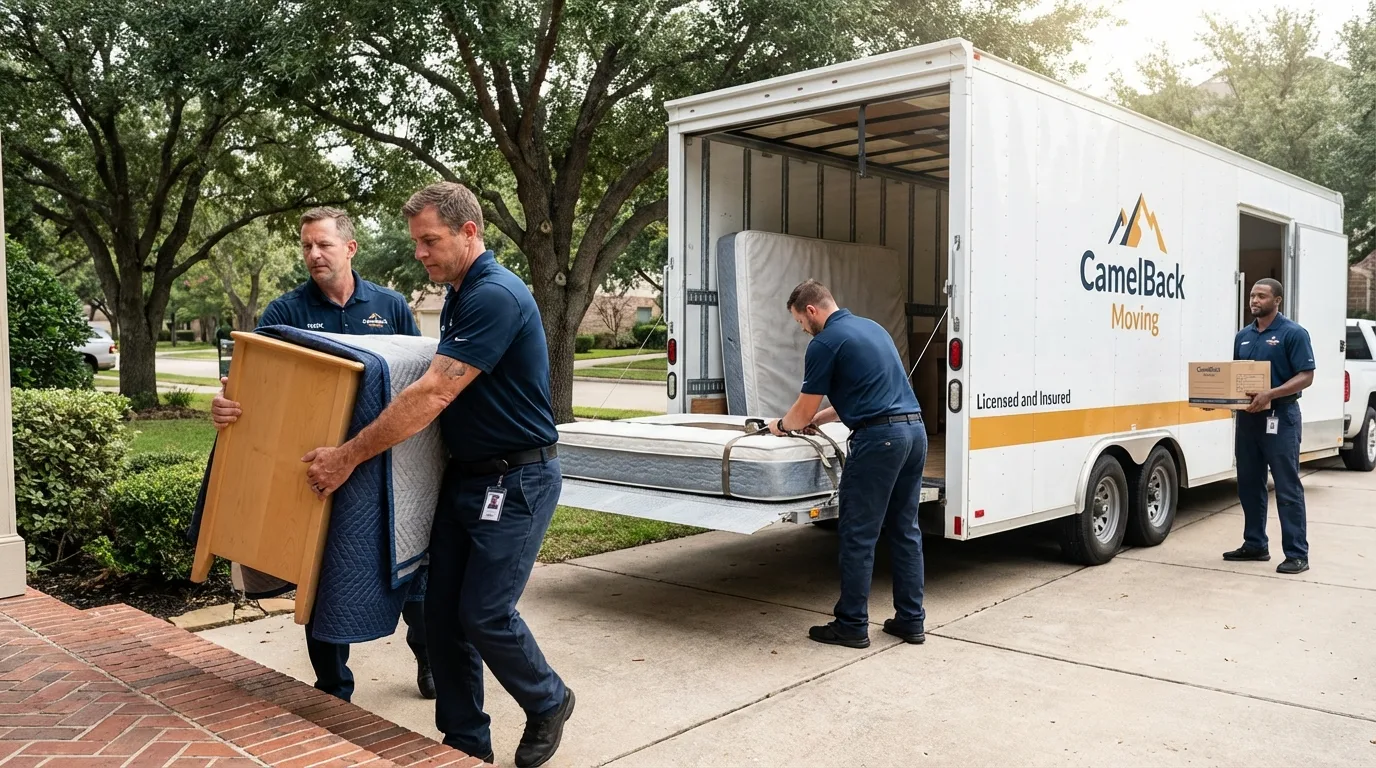 Crew loading residential truck for cross-state move from Goshen, NY