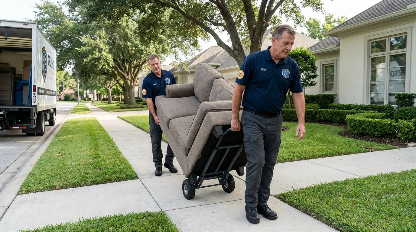 Local residential moving crew loading furniture in Goshen, NY